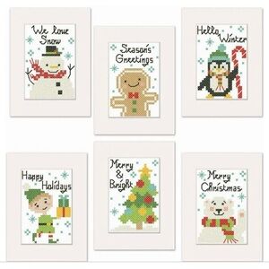 NWT Herrschner’s Winter Festivities Greeting Cards Cross Stitch Kit